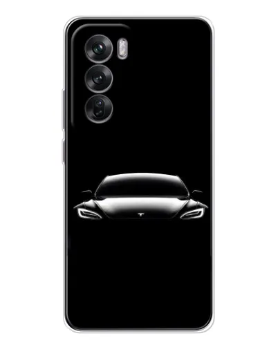 Чехол для OPPO Reno 12 с картинкой «Фары Tesla Night»