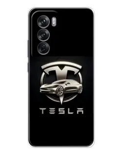 Чохол для OPPO Reno 12 з картинкою «Tesla — срібне авто» Чохол для OPPO Reno 12 з картинкою «Tesla — срібне авто»