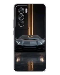 Чехол для OPPO Reno 12 с картинкой «Lamborghini золотые линии»