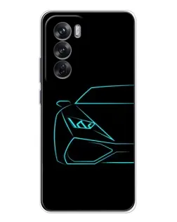 Чехол для OPPO Reno 12 с картинкой «Голубой силуэт Lamborghini»