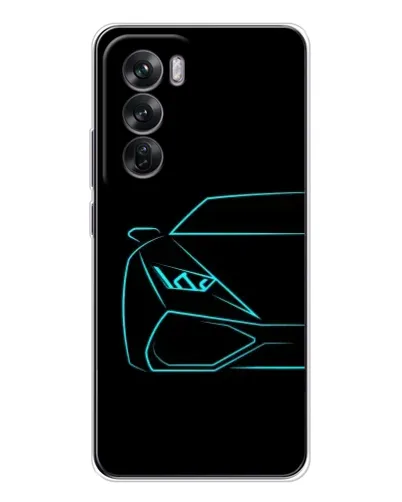 Чехол для OPPO Reno 12 с картинкой «Голубой силуэт Lamborghini»
