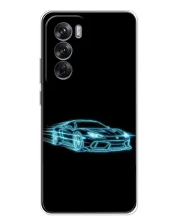 Чехол для OPPO Reno 12 с картинкой «Неоновый контур Lamborghini»
