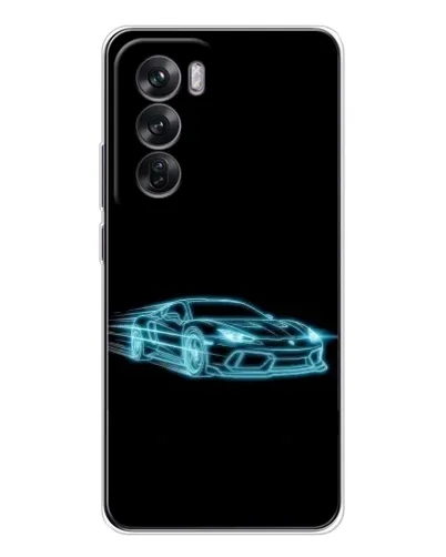 Чехол для OPPO Reno 12 с картинкой «Неоновый контур Lamborghini»