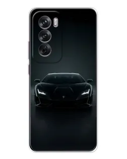 Чехол для OPPO Reno 12 с картинкой «Черный Lamborghini Aventador»
