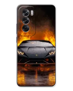 Чехол для OPPO Reno 12 с картинкой «Lamborghini в огне»
