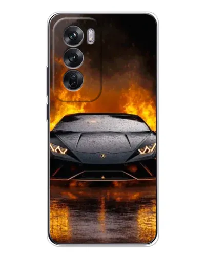 Чехол для OPPO Reno 12 с картинкой «Lamborghini в огне»