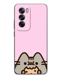 Чехол для OPPO Reno 12 с картинкой «Pusheen и печенье»