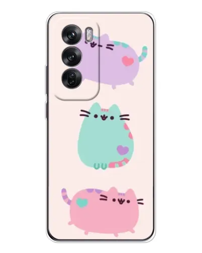 Чехол для OPPO Reno 12 с картинкой «Pusheen трио»