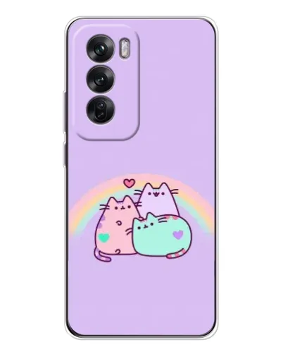 Чехол для OPPO Reno 12 с картинкой «Радужные Пушины»