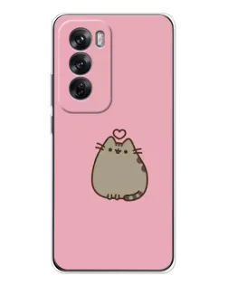 Чехол для OPPO Reno 12 с картинкой «Pusheen сердце»