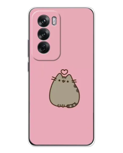 Чехол для OPPO Reno 12 с картинкой «Pusheen сердце»