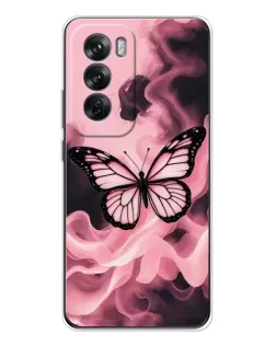 Чехол для OPPO Reno 12 с картинкой «Бабочка в дыму»