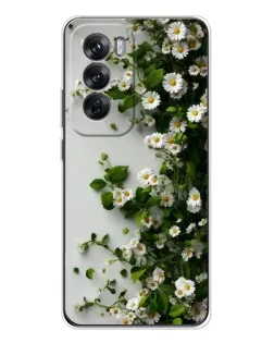 Чехол для OPPO Reno 12 с картинкой «Ветка мелких белых цветов»