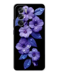 Чехол для OPPO Reno 12 с картинкой «Фиолетовые цветы с росою»