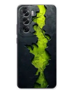 Чехол для OPPO Reno 12 с картинкой «Салатовый разлом скалы»