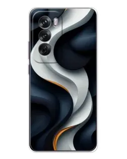 Чехол для OPPO Reno 12 с картинкой «Объемные черно-белые ленты»