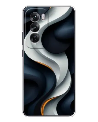 Чехол для OPPO Reno 12 с картинкой «Объемные черно-белые ленты» Чехол для OPPO Reno 12 с картинкой «Объемные черно-белые ленты»