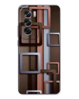 Чехол для OPPO Reno 12 с картинкой «Коричневые объемные квадраты»