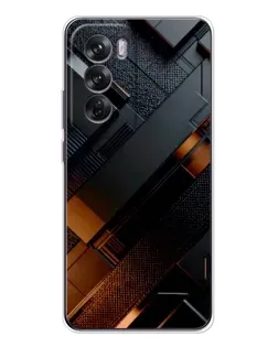 Чехол для OPPO Reno 12 с картинкой «Черные геометрические блоки»