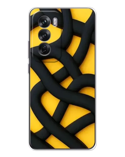 Чехол для OPPO Reno 12 с картинкой «Черное желтое переплетение» Чехол для OPPO Reno 12 с картинкой «Черное желтое переплетение»