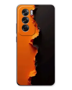 Чехол для OPPO Reno 12 с картинкой «Оранжевый разлом»
