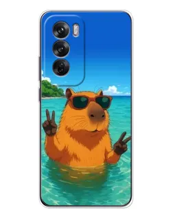 Чехол для OPPO Reno 12 с картинкой «Морская капибара»