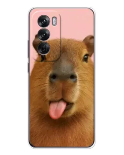 Чехол для OPPO Reno 12 с картинкой «Капибара с языком»