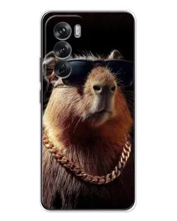 Чехол для OPPO Reno 12 с картинкой «Капибара золотая цепь»