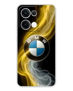 Чехол для OPPO Reno 13 5G с картинкой «Золотистый дым BMW»