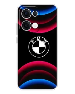 Чехол для OPPO Reno 13 5G с картинкой «Логотип BMW и неоновые дуги»