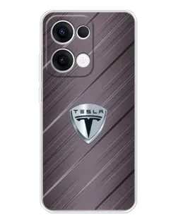 Чехол для OPPO Reno 13 5G с картинкой «Металлическая текстура Tesla»