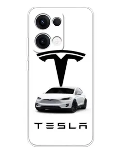 Чехол для OPPO Reno 13 5G с картинкой «Tesla White Style»