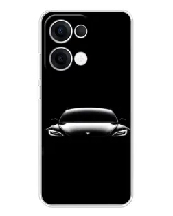Чехол для OPPO Reno 13 5G с картинкой «Фары Tesla Night»