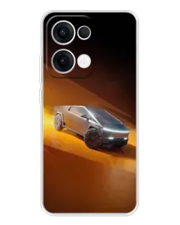 Чехол для OPPO Reno 13 5G с картинкой «Cybertruck в пустыне»