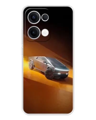 Чехол для OPPO Reno 13 5G с картинкой «Cybertruck в пустыне»