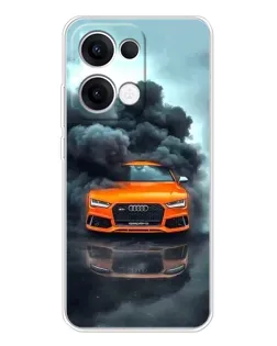 Чехол для OPPO Reno 13 5G с картинкой «Audi в облаках дыма»