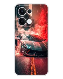Чехол для OPPO Reno 13 5G с картинкой «Lamborghini красный дым»