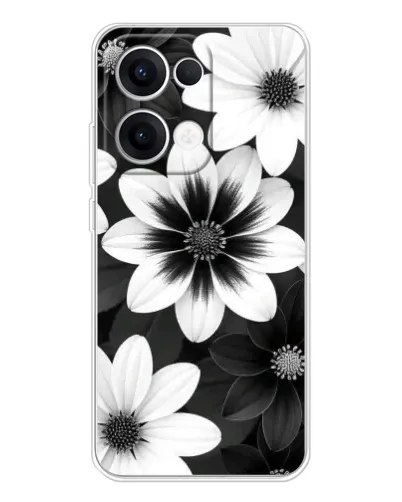 Чехол для OPPO Reno 13 5G с картинкой «Монохромные астры» Чехол для OPPO Reno 13 5G с картинкой «Монохромные астры»