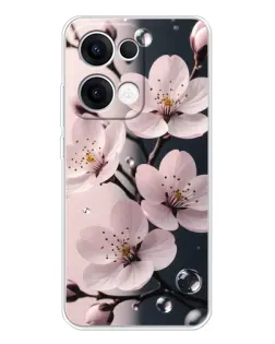Чехол для OPPO Reno 13 5G с картинкой «Нежная сакура и капли»