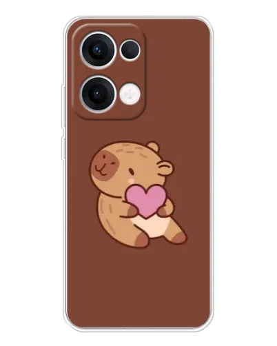 Чехол для OPPO Reno 13 5G с картинкой «Капибара с сердцем»