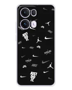 Чехол для OPPO Reno 13 Pro 5G с картинкой «Nike Black Pattern» Чехол для OPPO Reno 13 Pro 5G с картинкой «Nike Black Pattern»