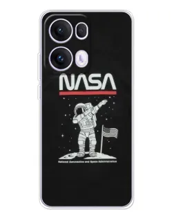 Чехол для OPPO Reno 13 Pro 5G с картинкой «NASA — шагаем по Луне»