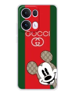 Чехол для OPPO Reno 13 Pro 5G с картинкой «Gucci — полосы и Микки»