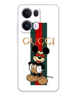 Чехол для OPPO Reno 13 Pro 5G с картинкой «Микки Маус Gucci — полосы»