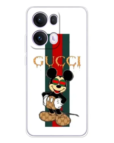 Чехол для OPPO Reno 13 Pro 5G с картинкой «Микки Маус Gucci — полосы»