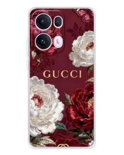 Чехол для OPPO Reno 13 Pro 5G с картинкой «Gucci — бордовые розы»