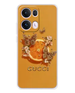 Чехол для OPPO Reno 13 Pro 5G с картинкой «Gucci — золотые бабочки»