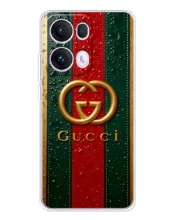 Чехол для OPPO Reno 13 Pro 5G с картинкой «Gucci — фирменная полоса и золото»