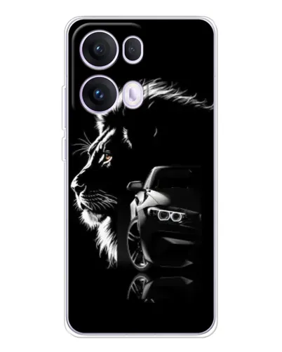 Чехол для OPPO Reno 13 Pro 5G с картинкой «BMW и лев»
