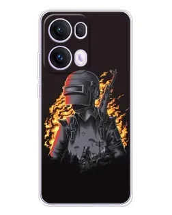 Чехол для OPPO Reno 13 Pro 5G с картинкой «PUBG — огненный силуэт»